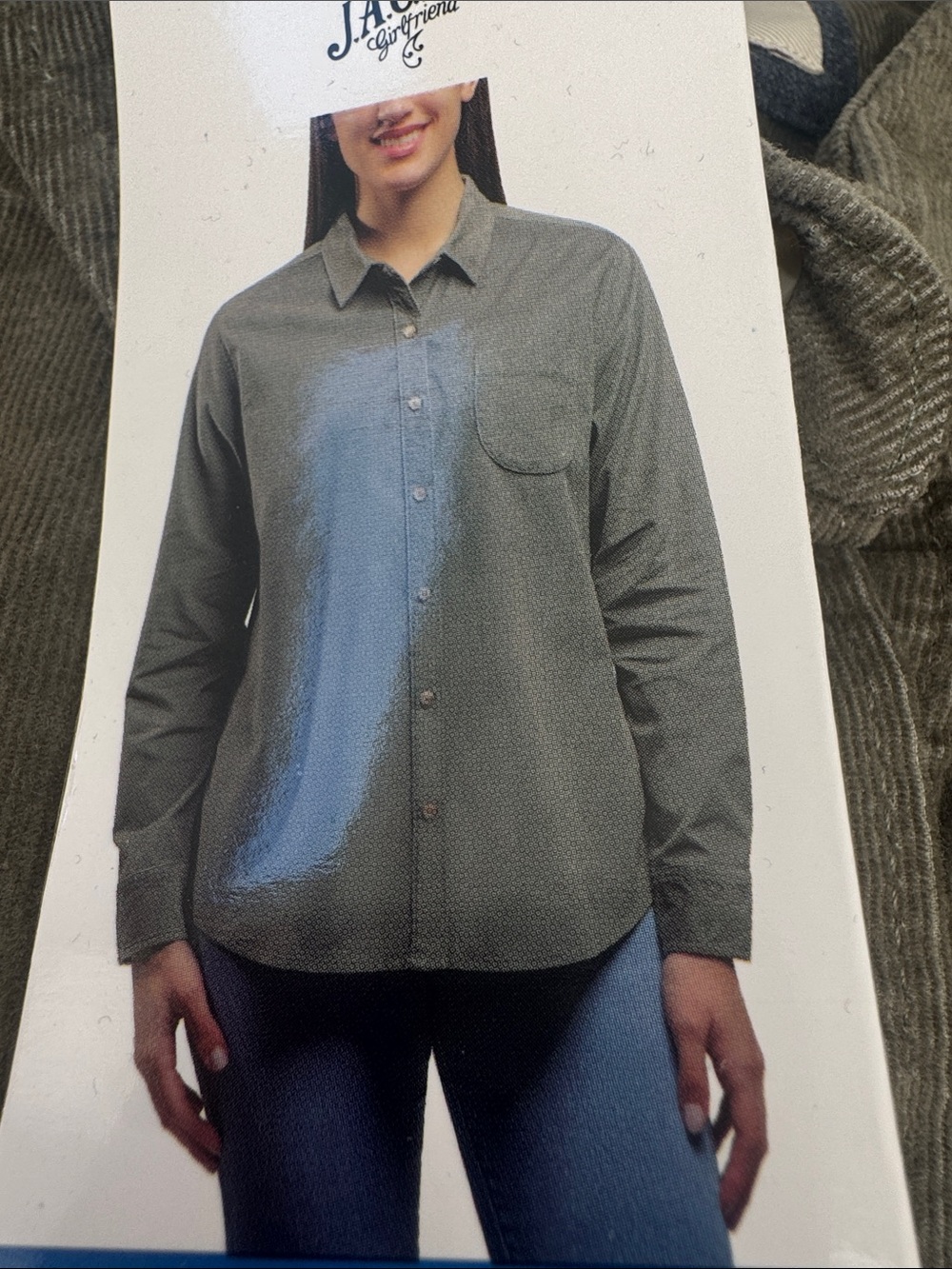 JACHS Girlfriend Olive Green Long-Sleeve Button-Down Shirt